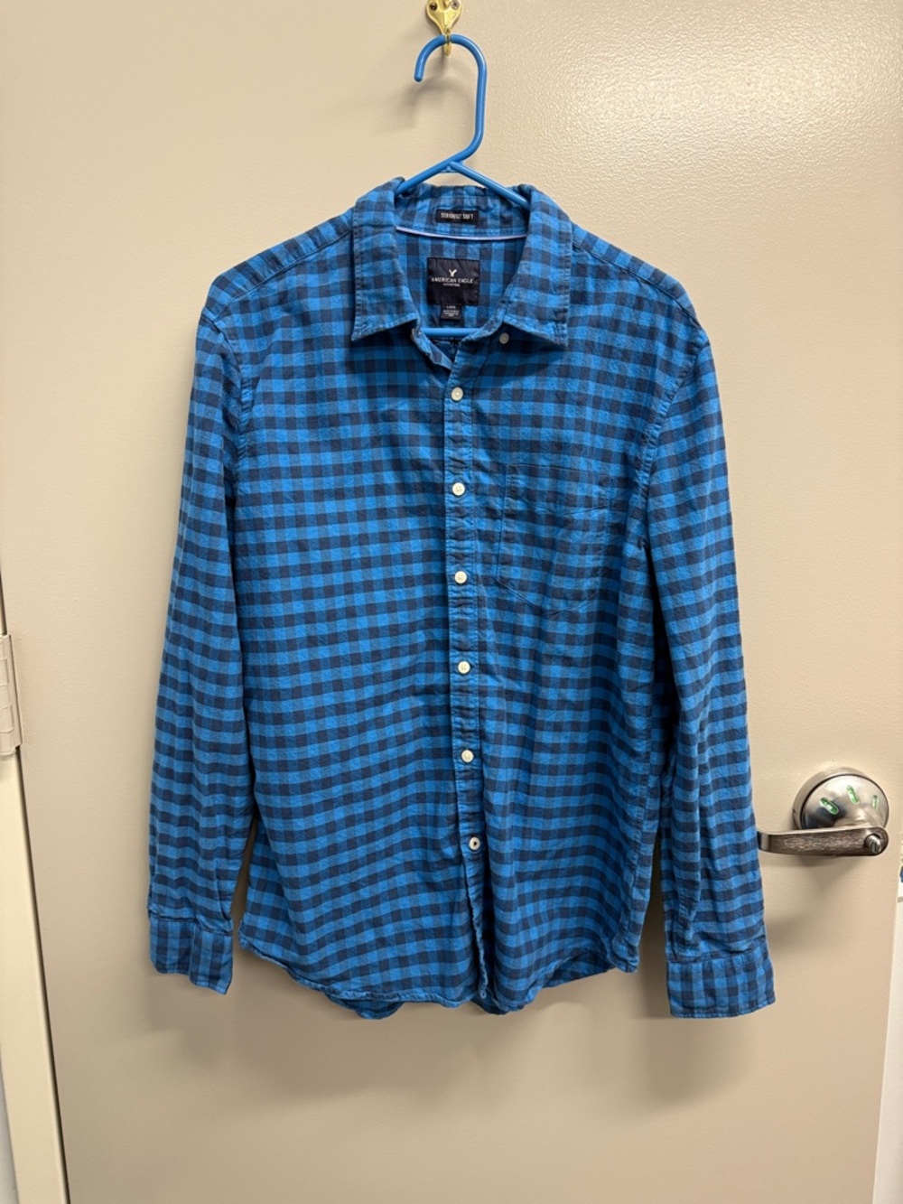 American Eagle Outfitters Blue Plaid Button-Down Shirt